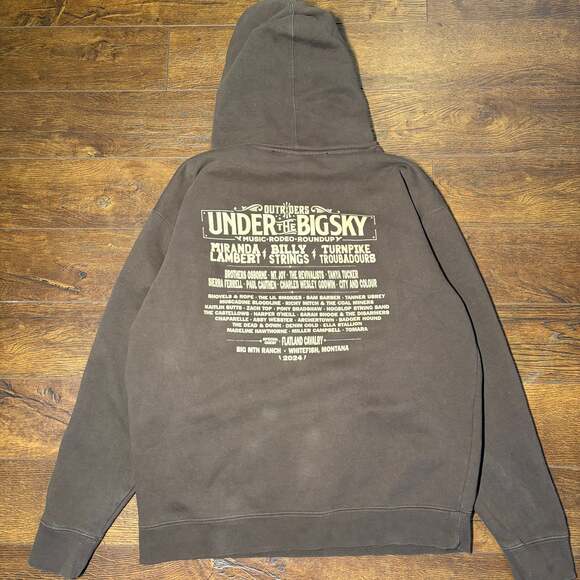 Outriders Other - Under The Big Sky Festival Hoodie 2024 Lineup Brown Size Large